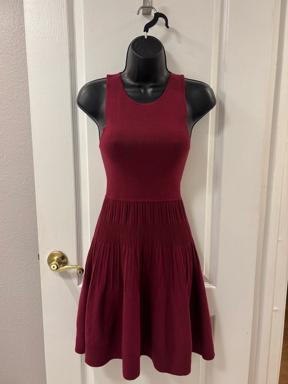 Club Monaco Italian Yarn Fallon Knit Fit-and-Flare Plum Dress Cotton Work Event